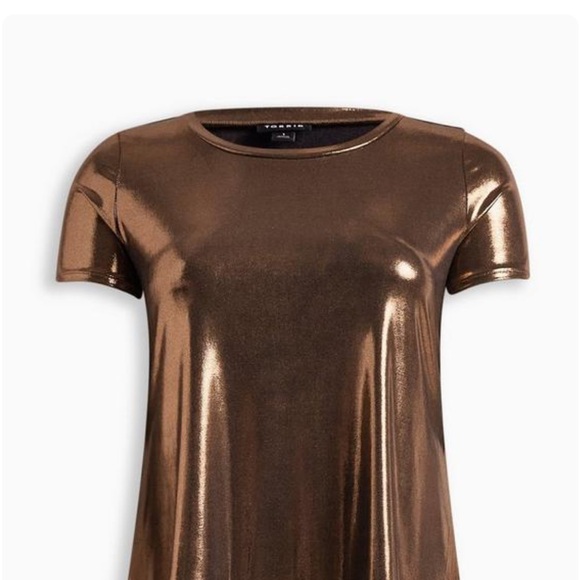 Torrid 1X liquid shine crew neck top bronze - Picture 5 of 10